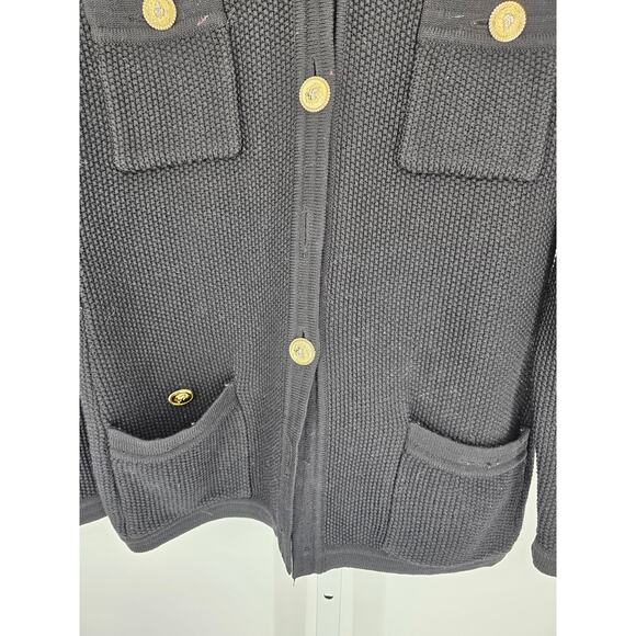 Vintage Worldly Things by Styltricot Wool Made in Italy Cardigan Blazer Black 12 - Picture 2 of 5